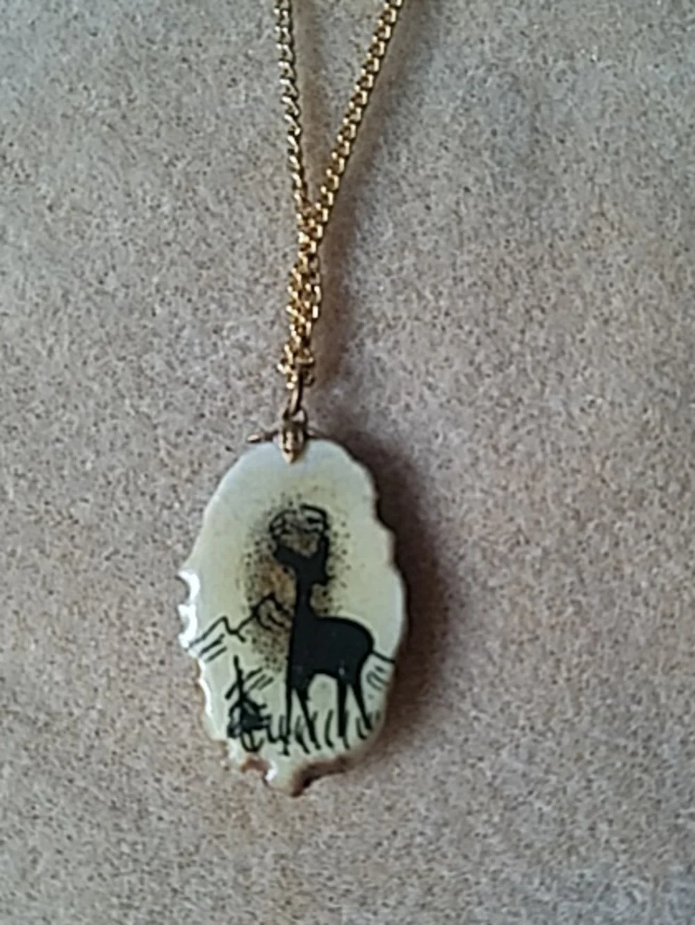 Deer Antler Pendant With Gold